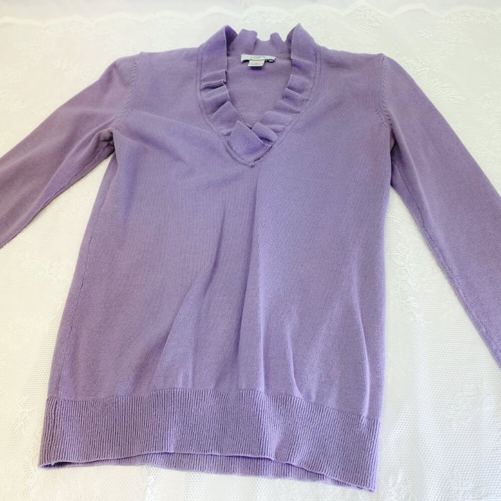 Ann Taylor Women's Long Sleeve Shirt Mauve Pale Prune Sweater Top - Picture 5 of 7